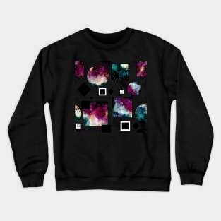 Watercolor Galaxy in Squares and Circles Crewneck Sweatshirt